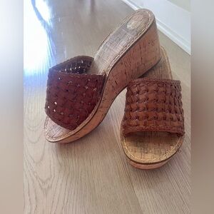 Brown Woven Wedge Sandals Size 7